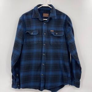 Orvis Men Heavy‎  Flannel Shirt shacket BLUE/BLACK medium